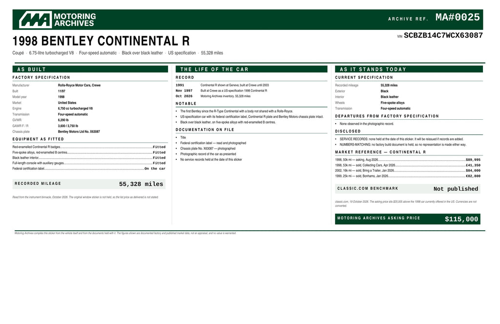 1998 Bentley Continental R