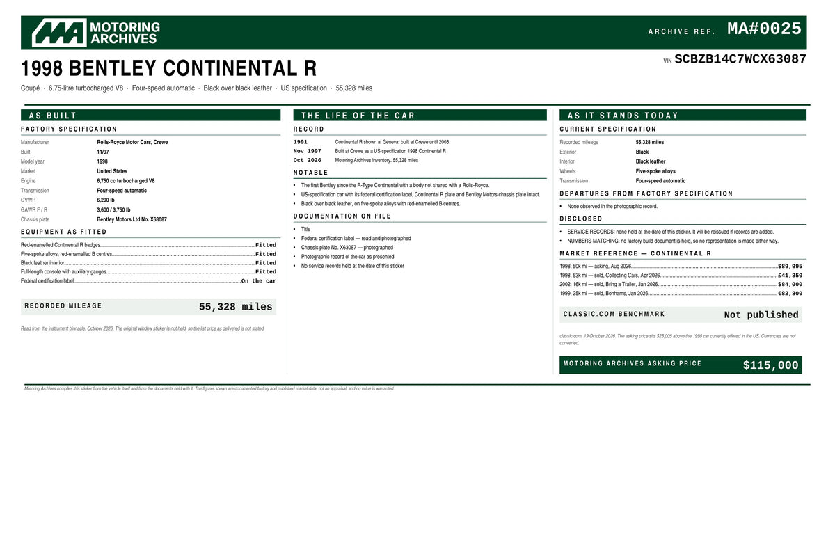 1998 Bentley Continental R