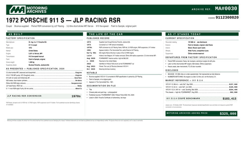 1972 Porsche 911 S JLP Racing RSR, photo 2